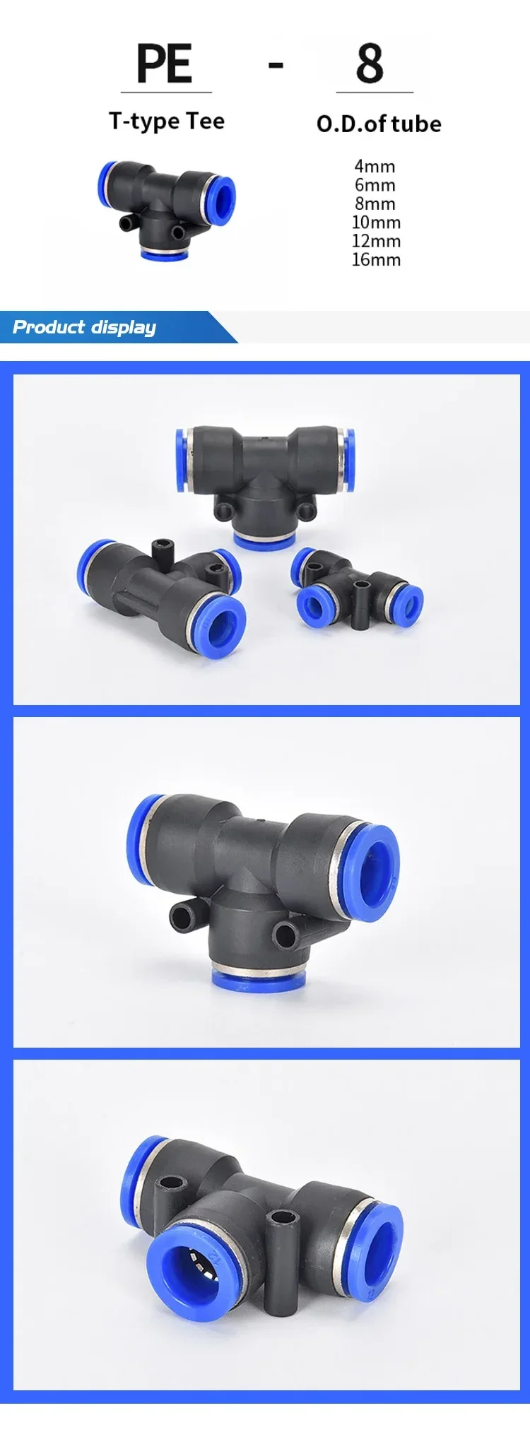 Description Picture 4 of item63Pcs Boxed Set Air Hose Connector 6mm OD PU PE PV PY PZA PK Air Pipe Tube Quick Release Pneumatic Push to Connect Fittings Kit