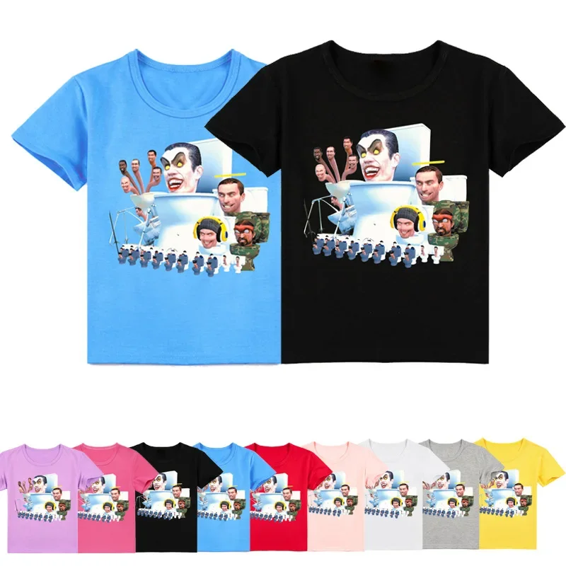 Gioco Skibidi Toilet T Shirt Kids Summer Tops Girls Cartoon Speakerman Camera Man Clothes Baby Boys Magliette Sportive A Maniche Corte