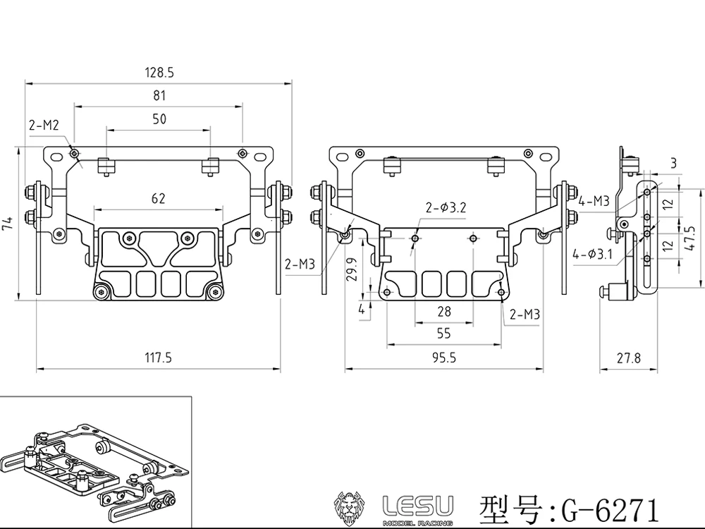 Loseblatt-Halterung 1/14 Metall-LKW-Modell für Tamiya Traktor 770S Kabinenzubehör G-6271 – Detail 1