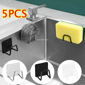 Porta spugna Lavello da cucina Mensola per lavello in acciaio inossidabile Supporti adesivi Scarico Stendino Gancio da parete Accessori Organizzatore di stoccaggio 1
