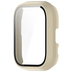 Premium Tempered Glass + Case Screen Protector with Hard PC Bumper for Smartwatches - Anti-Scratch Protection (Ivory)