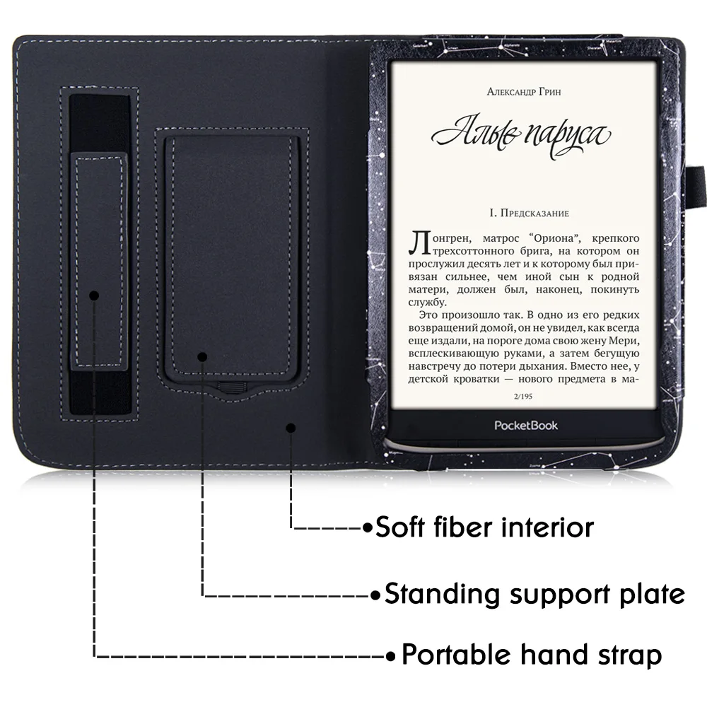 Stand Case para Pocketbook E-reader Capa de Couro pu com Alça de Mão Auto Dormir And Wake 740 Inkpad Pro Inkpad Color - Imagem 4
