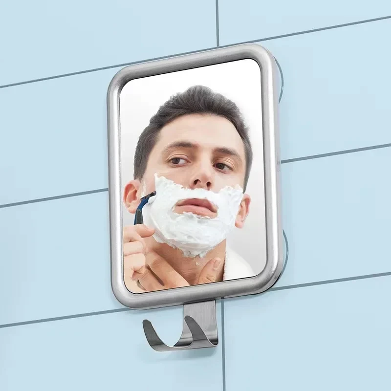 Bathroom Anti-fog Mirror Powerful Suction Cup Bath Shower Mirrors Wall Mounted Make Up Man Shaving Mirror With Shaver Holder 4