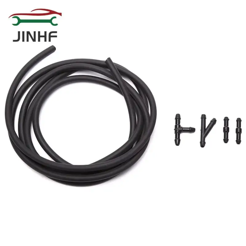 

Универсальная гибкая трубка для шланга длиной 1 м с 4 прямыми T-образными разъемами для переднего стекла, насоса фары, автомобильных запчастей