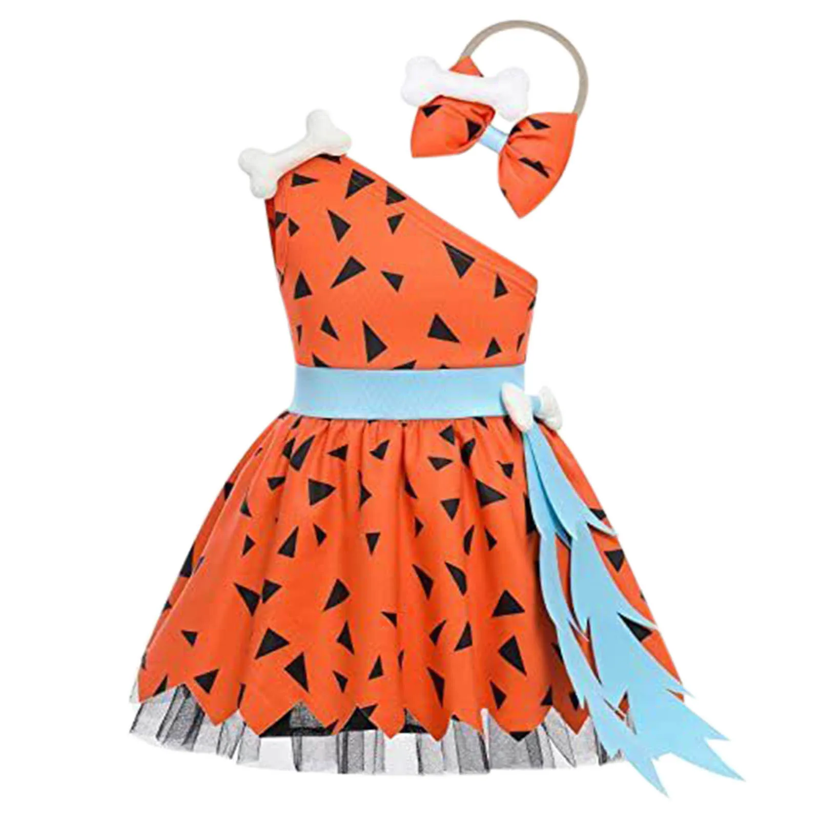 Elegant Girls Halloween Dress Toddler Kids Caveman Costume Dog Bones Historical Cavegirl Mesh Tulle Princess Dress Party Outfits girls dress princess costume kids clothes
