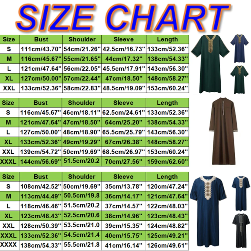 Muslim Men'S Robes Loose Straight Spring Summer Blouse Toga Solid Embroidery Patchwork Arab Middle Eastern National Costume - Image 6