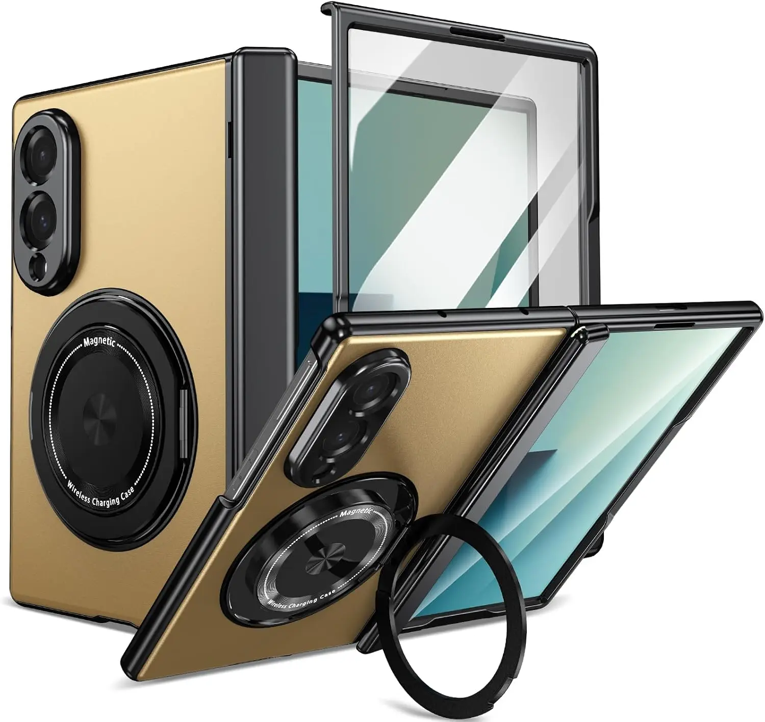 Full-Body Protective Case with Built-in Screen Protector & Rotating Magnetic Kickstand
