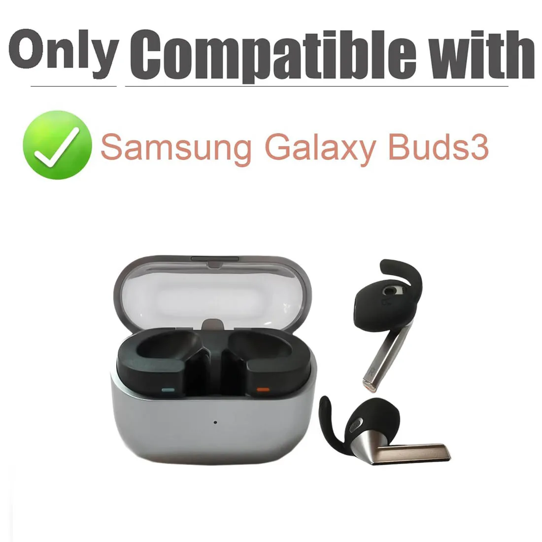 2Pair Ear Hooks Tips for Samsung Galaxy Buds 3 Anti Slip Holders Silicone Eartips Earbuds Case Cover Triple