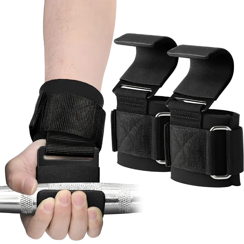 2Pcs Weight Lifting Hooks Non-Slip Straps Weightlifting Deadlift Exercise Fitness Training Squat