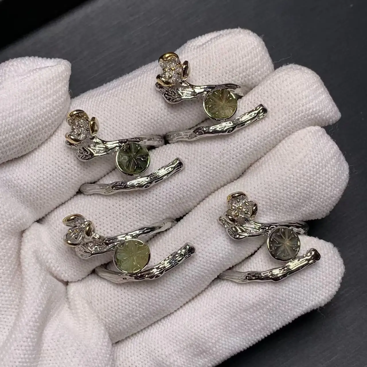 New Arrival Natural Tourmaline Rings Female  Jewelry For Women Gift Copper Cute Stone Flower
