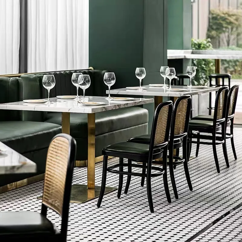 

Popular Commercial Use Marble Top Coffee Breakfast Bar Dinner Furniture Dining Restaurant Table with chairs