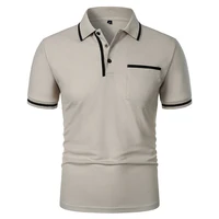 Nouveaux hommes à manches courtes polos couleur unie t-shirt style décontracté été à la mode respirant ample basique épissure poches supérieures hommes chemises 5