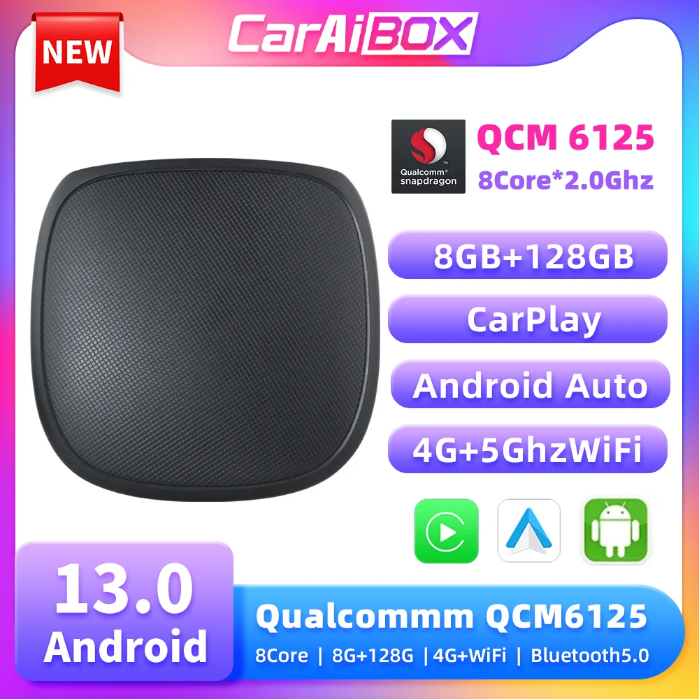 

CarAiBOX CarPlay Ai Box Android 13.0 Qualcomm 6125 8-Core CPU Wireless Carplay Android Auto For Toyota Volvo VW Kia Benz MG