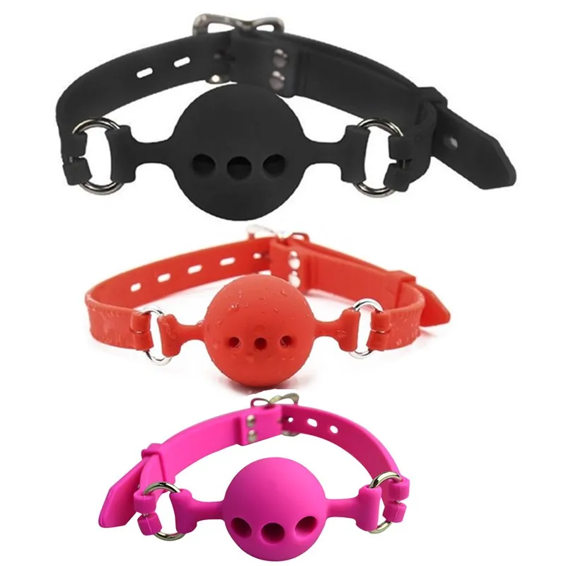 Fetish Extreme Full Silicone Breathable Ball Gag bondage open Mouth Gags Adult Sex Toys for Couple adult game Size S M L