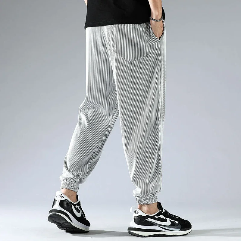 Autumn Summer Outdoor Trousers Ice Silk Pants Thin Men Haren Pants Quick Dry Plus Size 5XL