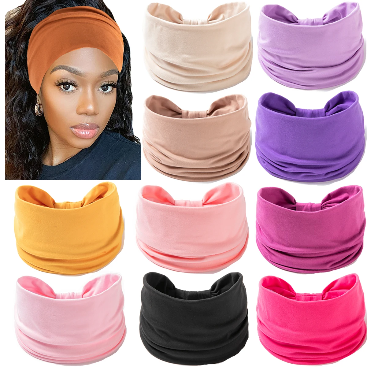 Wide Headband For Women Black Stylish Head Wraps Boho Thick Hairbands Large African Sport Yoga Turban Hair Band Hair Accessories wide non slip sweat headband women head wraps boho thick hairbands large african sport yoga turban hair band hair accessories