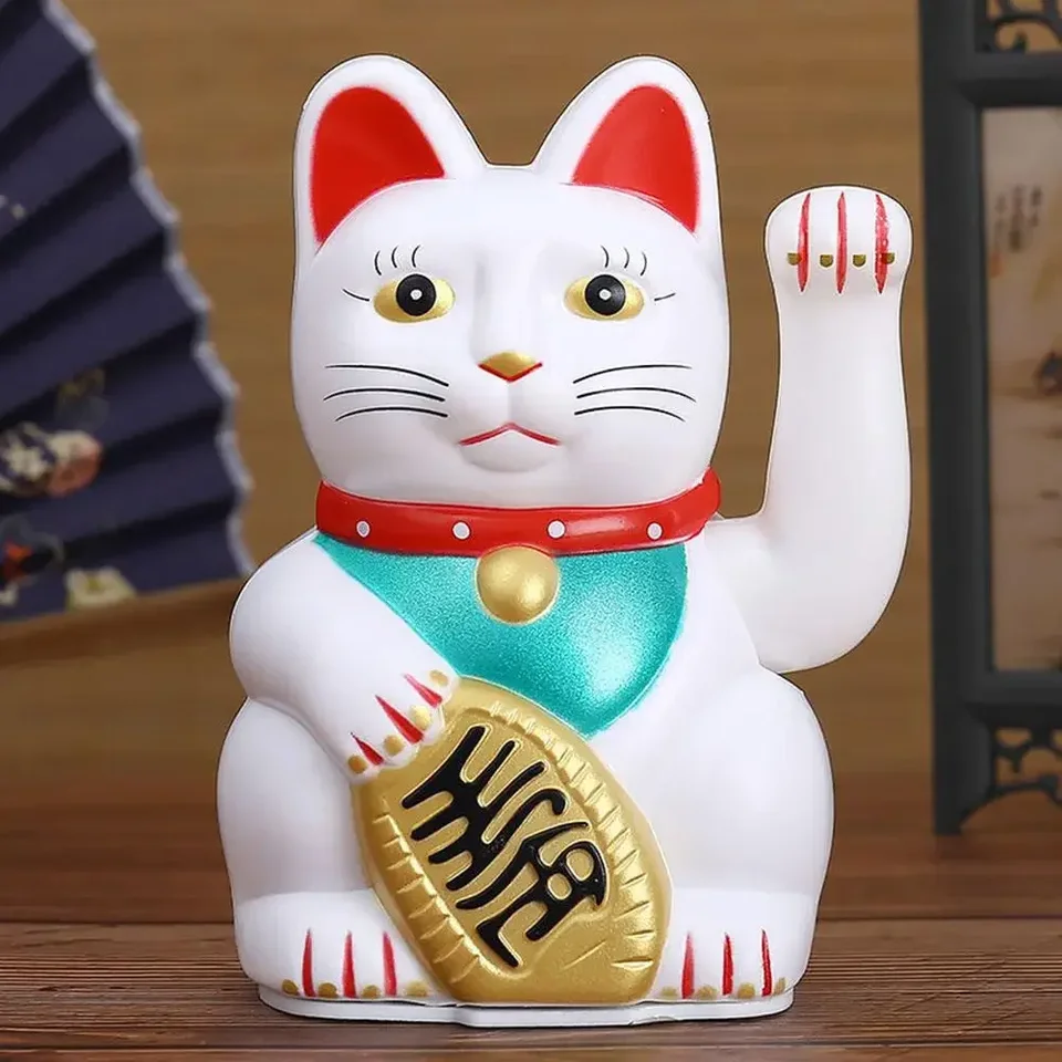 ARAMOX Chat porte-bonheur Grand or agitant la main patte vers le haut richesse prospérité accueillant chat bonne chance Feng Shui - Maison