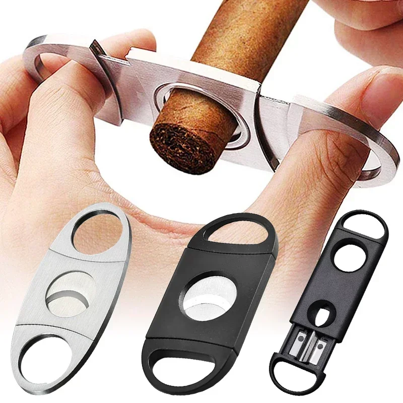 Cigar Cutter Stainless Cigar Guillotines Double Blades Cigar Punch Cutter Pocket Gadgets Zigarre Cigarette Knives Cuban Smoking Accessory