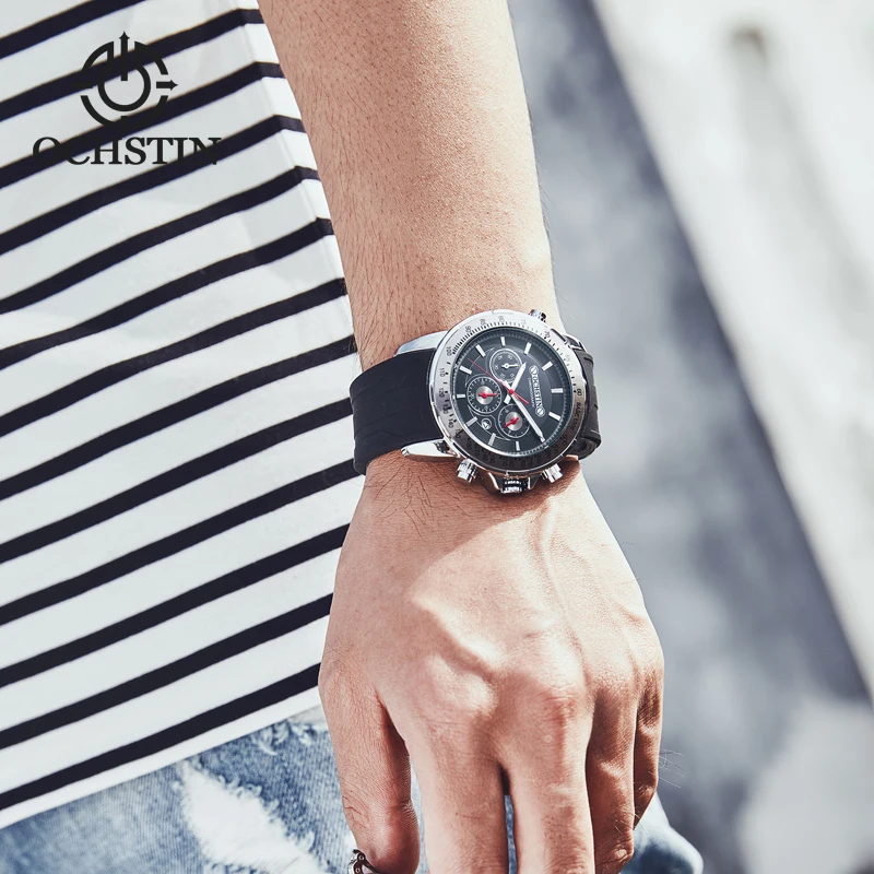 OCHSTIN2024 new creative nylon series vintage industrial style men's quartz watches multifunction quartz movement men's watches