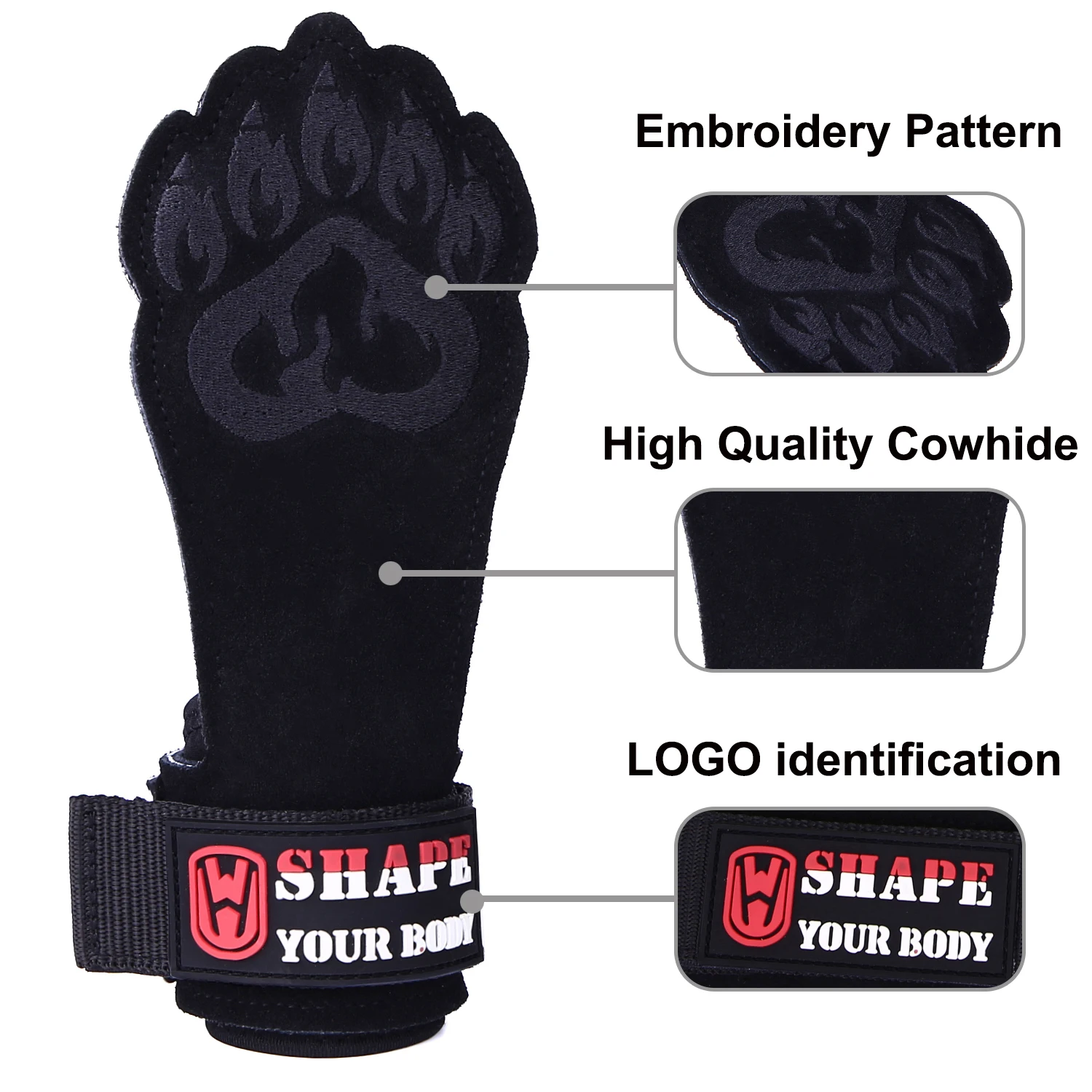 WOSWEIR Gym Horizontal Bar Gloves for Weight Lifting, Training Sports, Crossfit Fitness, Bodybuilding Workout, Palm Protector