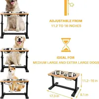 Wooden Elevated Dog Bowl Adjustable Pet Feeding Stand for Dog Cat Home Pet Shop Feeder 3