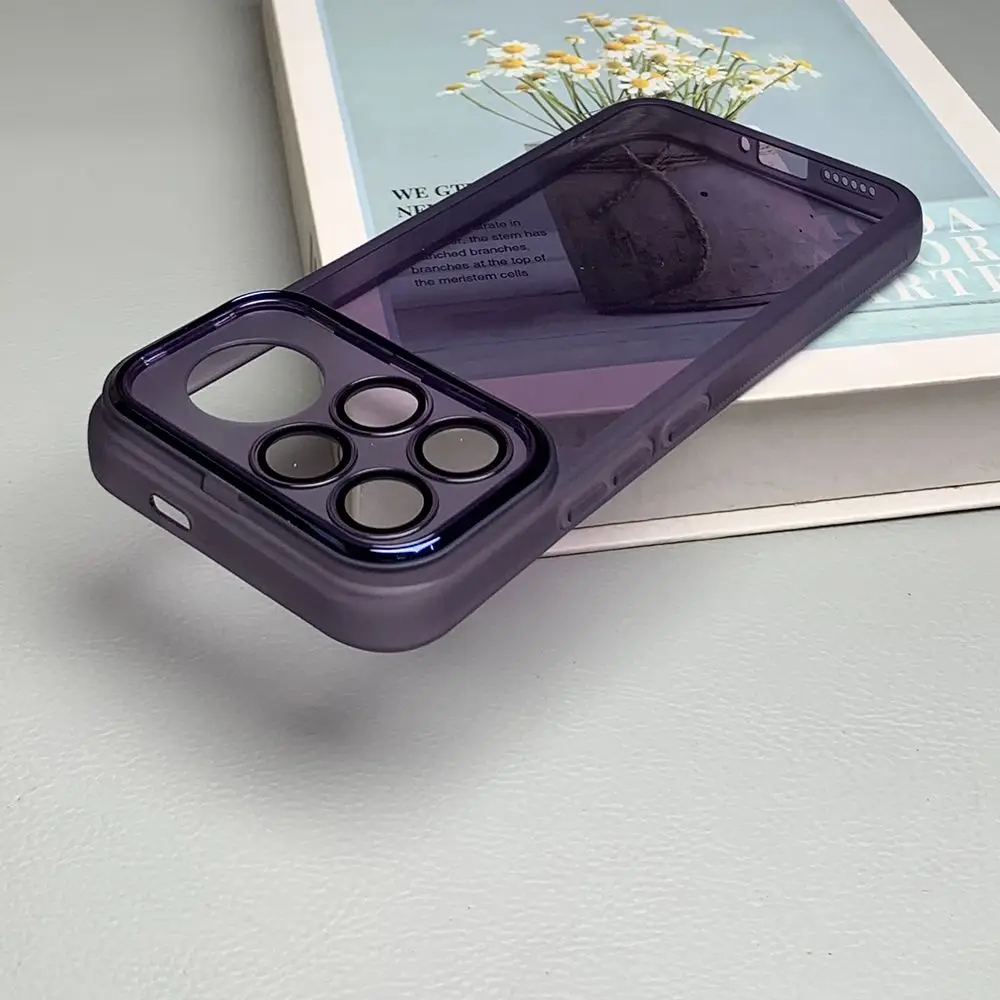 Clear Transparent TPU PC Silicone Case with Lens Film Cover and Bumper Protection
