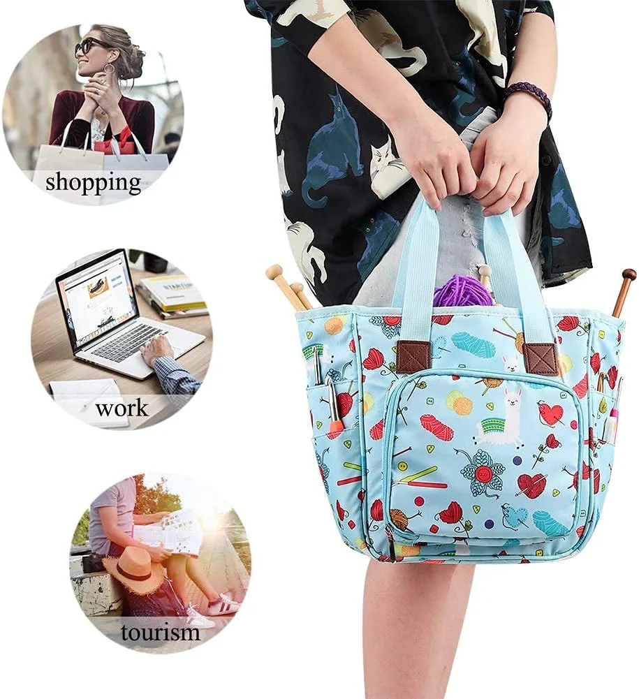 Oxford Knitting Storage Bag Multi-Functional Dustproof Yarn Organizer for Hooks & Craft Supplies