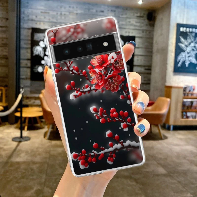 Pflaumen blüte Handy hülle Abdeckung für Google Pixel 9 8 7 6 5 4 xl stoß festes Silizium 7a 6a 5a 4a 3a 3axlpro 5g transparente Muschel tasche – Detail 3