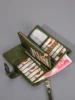 Retro Women's Triple Fold Long Wallet Minimalist with Wrist Strap Multi Card Slot Hand Wallet 1