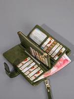 Retro Women's Triple Fold Long Wallet Minimalist with Wrist Strap Multi Card Slot Hand Wallet 1