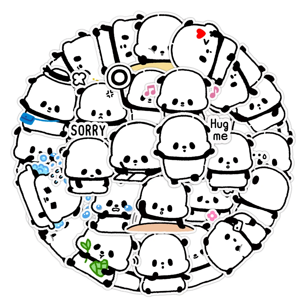 Set of 32 Cute Panda Sticker Kawaii Animal Decal for Notebook, Laptop, Phone Case, Water Bottle, DIY Craft Decoration
