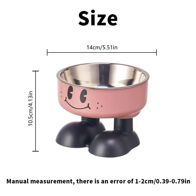 A smiling face high-legged pet bowl, fashionable stainless steel large-capacity dog ​​bowl for feeding and water, neck-protectin 3