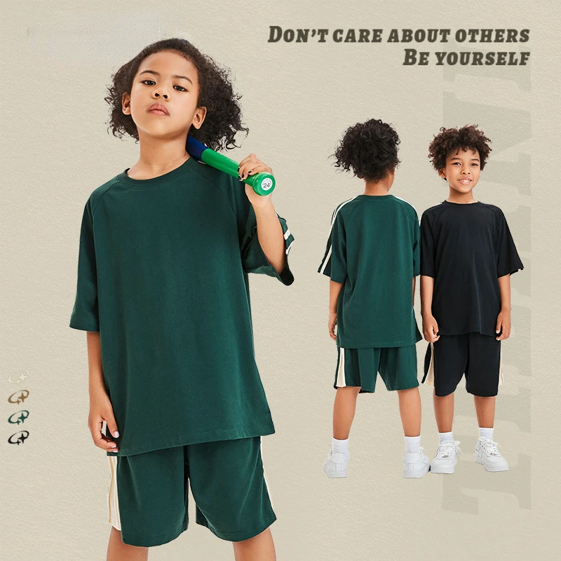 

Children Tracksuit Summer 2023 Cotton Casual Sportwear Unisex Boys Girls Clothes Set Short Sleeve School Kids Outfits 8 10 Years