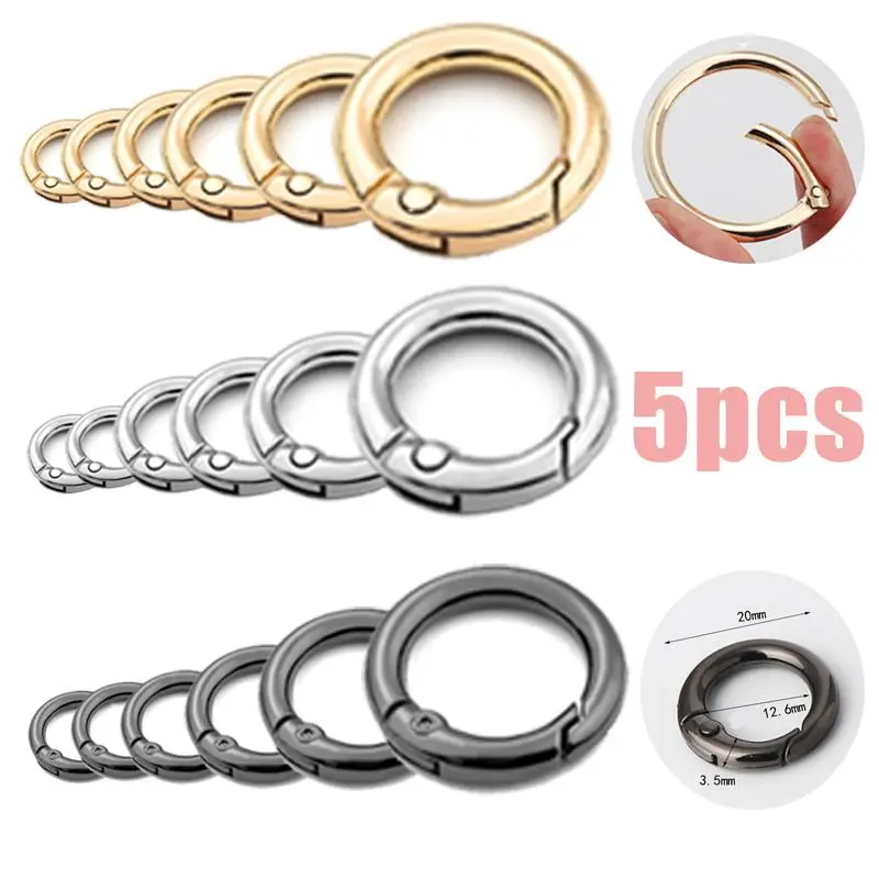 Round Carabiner Clip Key Ring Clips Snap Hook Buckle Spring Metal O Ring  DIY