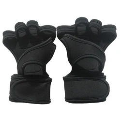 Enhanced Grip Workout Gloves with Wrist Support and Full Palm Protection - L (BLACK)