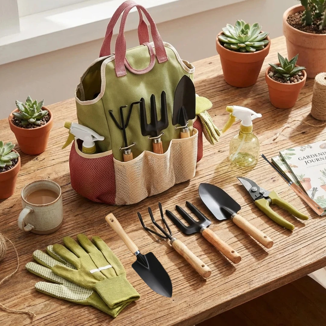 튼튼한 10종 원예 도구 세트(패션 핸드백 포함), 내구성 있는 완벽한 정원 용품 키트, 여성을 위한 이상적인 선물