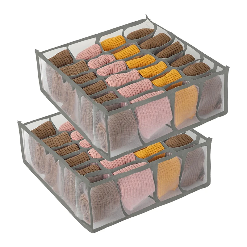 24 Lattice Non Woven Socks Briefs Underwear Storage Box Collapsible Belt Ties Organizers Box Wardrobe Cabinet Divider storage box