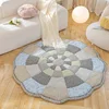 Handmade Patchwork Cotton Quilted Carpets for Living Room, Floral Style, Round Carpet Bedroom, Non-Slip Floor Mat, Bedside Rugs 3