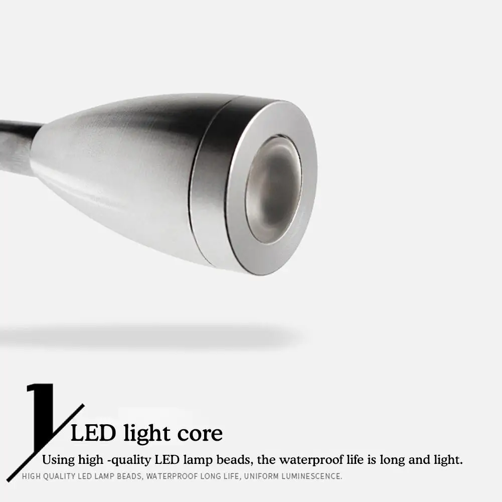 Aluminum LED Reading Light for RV Boat Yacht with USB Port