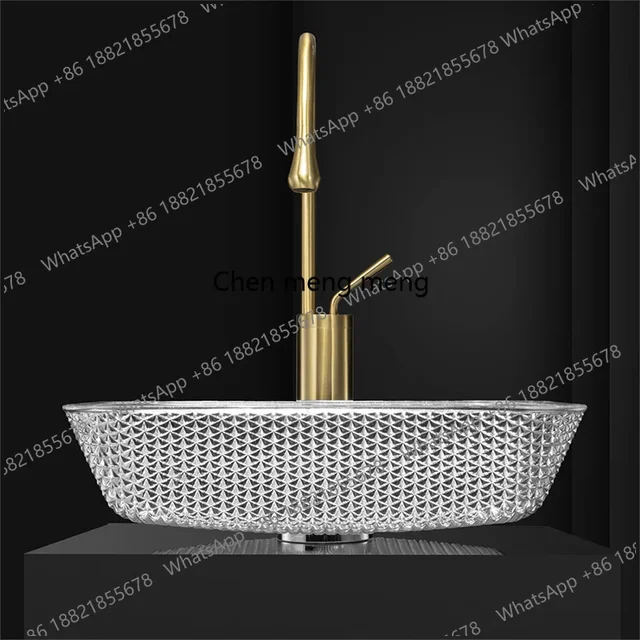 อ่างล้างหน้าห้องน้ำเคลือบเงาแบบลดราคา อ่างล้างหน้าทรงกระบอกคริสตัล อ่างล้างหน้าสีเงิน อ่างล้างหน้าแก้ว อ่างล้างหน้าห้องครัว 3