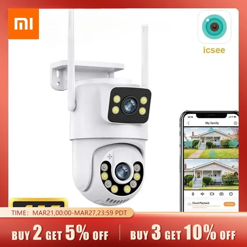 Xiaomi 4K 8Mp Ptz Wifi Camera Hd Ip Camera Outdoorauto Tracking Protezione Di Sicurezza Cctv Sorveglianza Icsee
