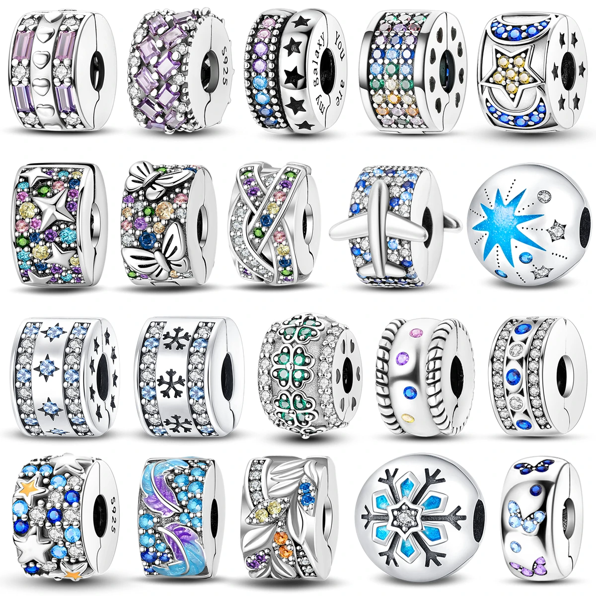 925 Sterling Silver Clasp Charms Silicone Spacer Bead Safety Chain Fit Original Pandora Necklace Bracelet DIY Jewelry Women Gift Charm Jewelry Sterling Silver Jewelry Beads Charms Sterling Silver Beads Silver Charm Bead Charm Bead Beads Jewelry Sterling Silver Beads Charm Loose Gemstone Jewelry