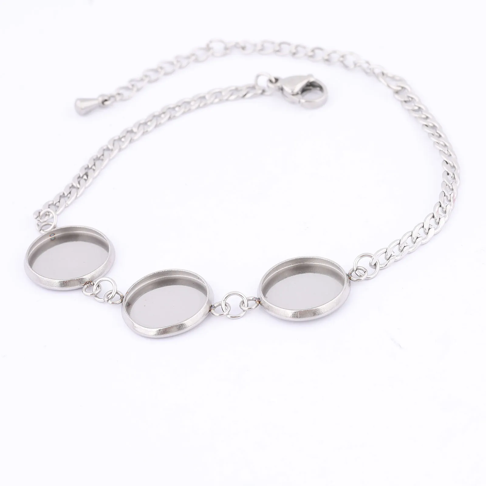 UNICRAFTALE 18 Set di Kit per la creazione di bracciali Fai da Te Bracciali in Acciaio Inossidabile Bracciali Regolabili Impostazioni connettore cabochon Rotondo Piatto Impostazioni castone Bracciale