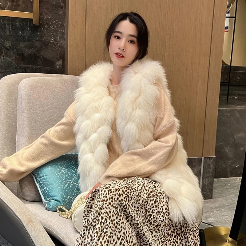 2022 Hot Sell Women Fur Vest Winter Warm Sleeveless Coat Fashion Lady Faux Fur Vest