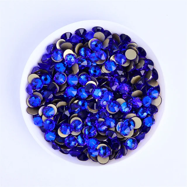 Glass Rhinestones NAVY BLUE Non-Hotfix, Sizes SS6 - SS30, Faceted  Rhinestone Crystals, Round FlatBack Glass (1440), Periciosa Stones