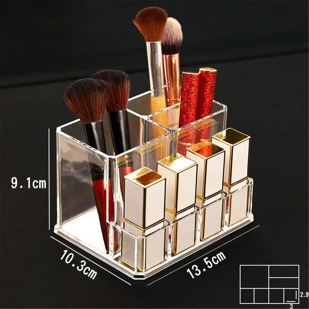 Transparent Acrylic Square Pen Holder Desktop Cosmetic Storage Box Large Capacity Makeup Brush Pen Holder Desk Organization 6