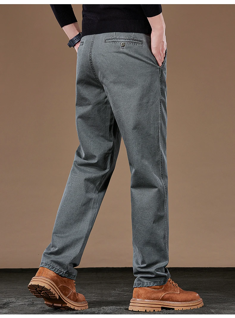 100% Baumwolle Gerade Casual Hosen Herbst Neue Mode Lose Komfortable Verdickte Business Hosen Männliche Einfarbig Klassische Hosen – Detail 15