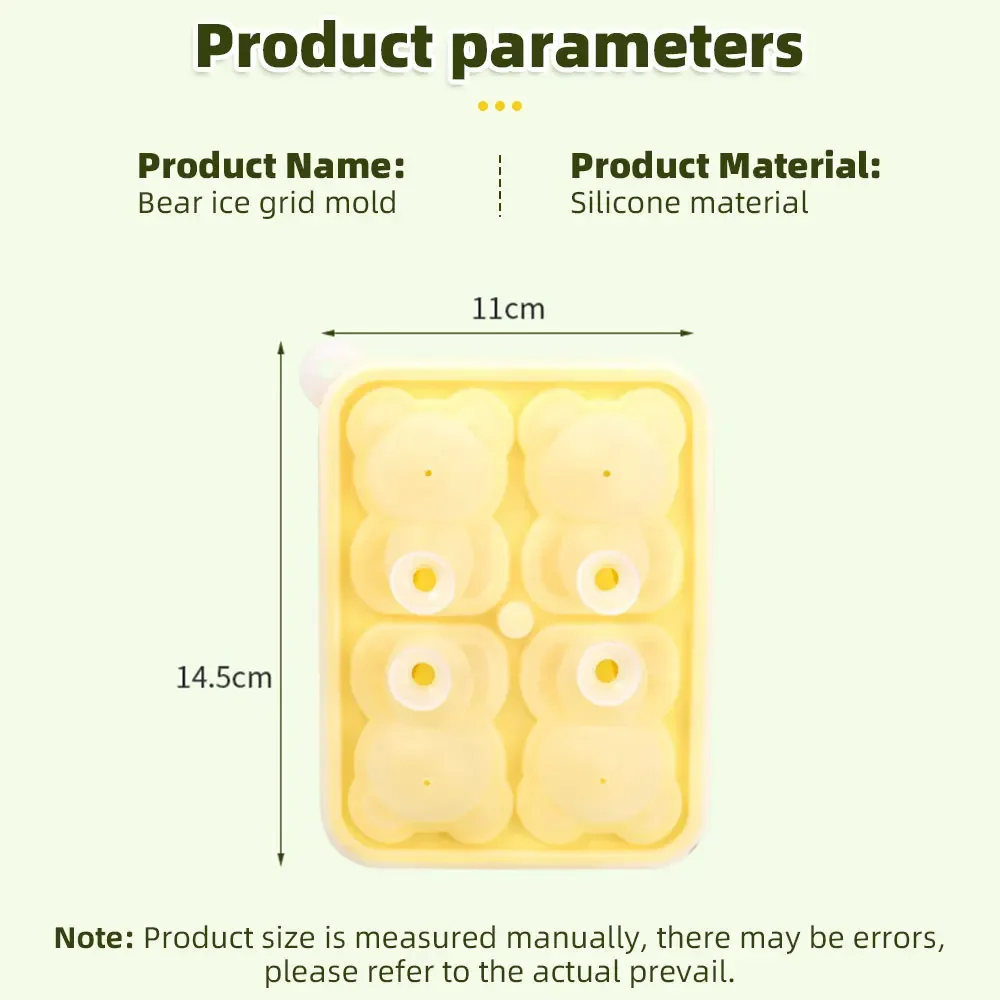 4 Grid 3D Little Teddy Bear Shape Ice Cube Silicone Cute Bear Ice Cube Mold Mold Chocolate Cake Mould Household Cream ice mold ice cream molds