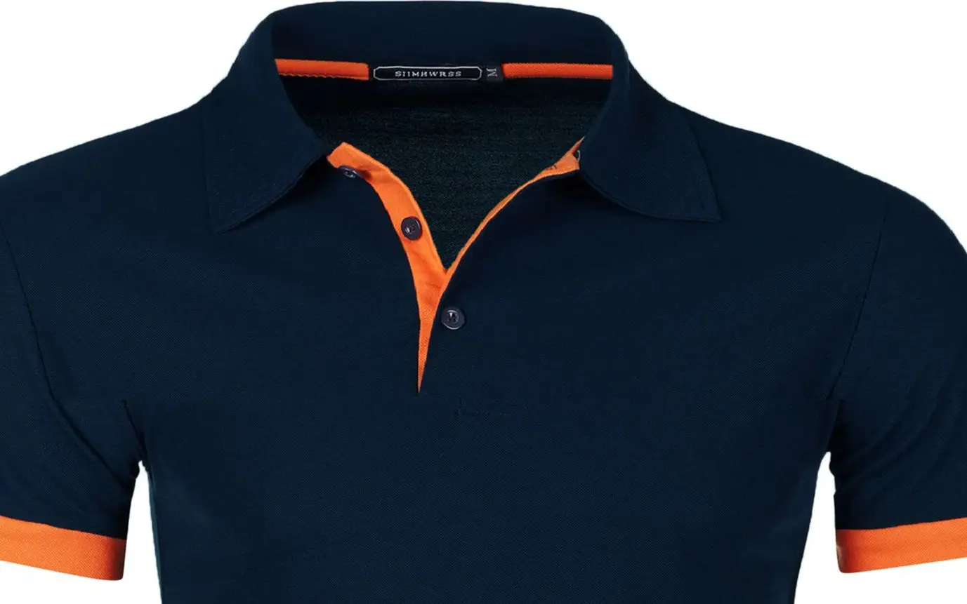 Men’s short sleeve color matching fashion with men’s lapel short sleeve Best Sellers In Men's Clothing