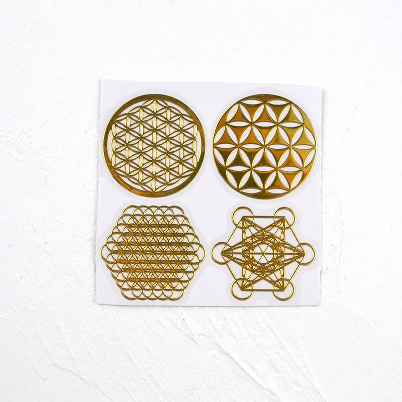 New Geometric Pattern Metal Energy Copper Stickers Flower Life Tree Pyramid For Epoxy Resin Material Jewelry Making Decoration